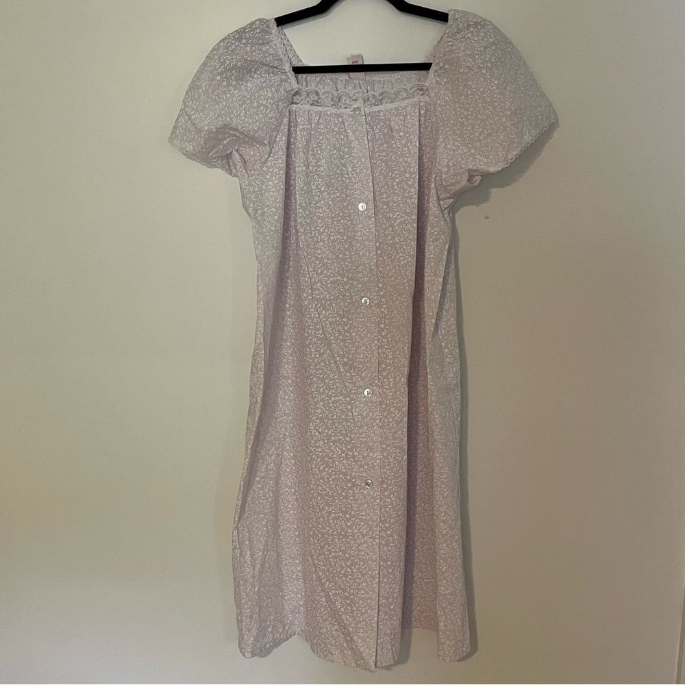 Vintage Sears nightgown midi women's Large floral cotton blend house dress